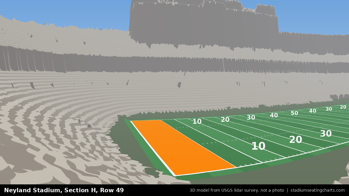 View from Neyland Stadium Section H, Row 49, looking toward the field