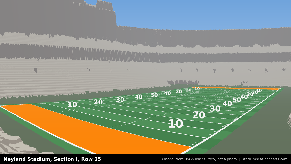 View from Neyland Stadium Section I, Row 25, looking toward the field