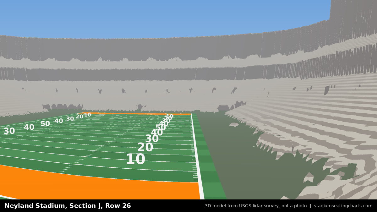 View from Neyland Stadium Section J, Row 26, looking toward the field