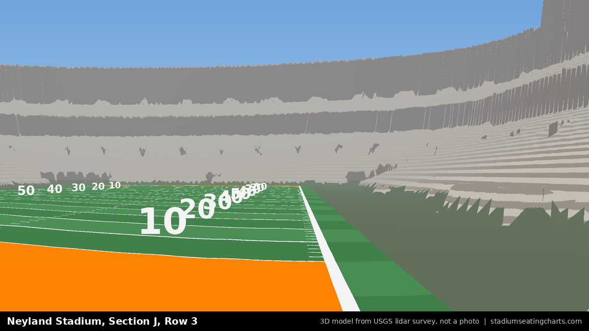 View from Neyland Stadium Section J, Row 3, looking toward the field