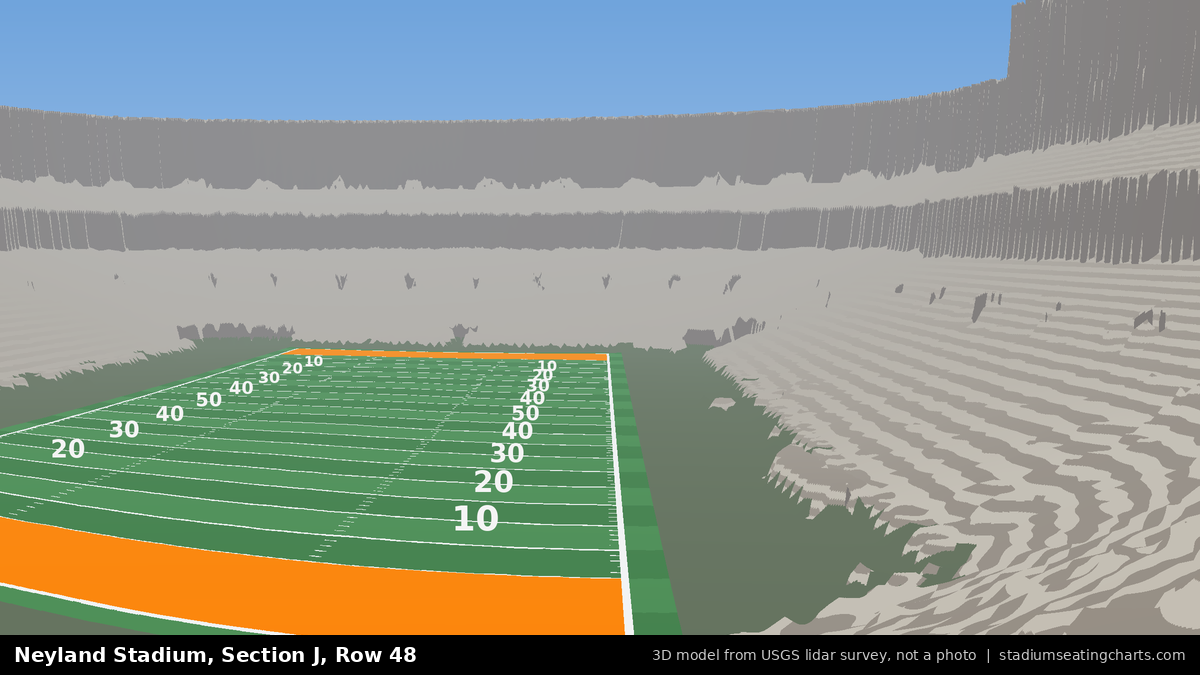View from Neyland Stadium Section J, Row 48, looking toward the field