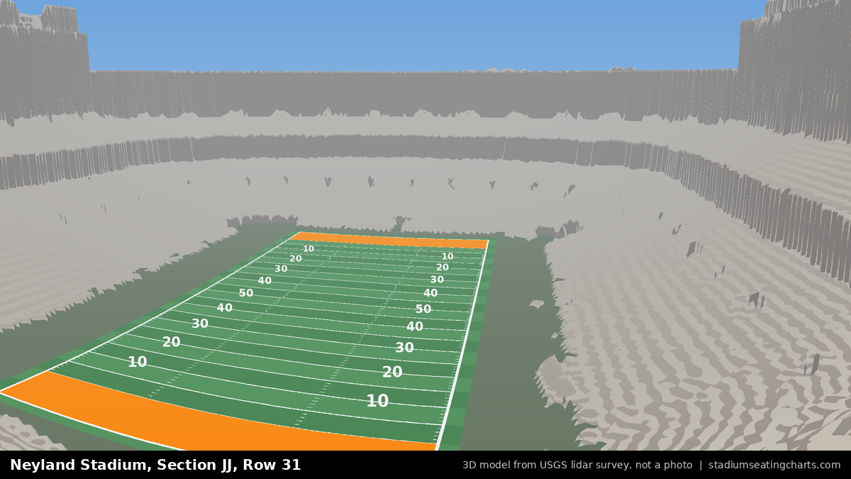 View from Neyland Stadium Section JJ, Row 31, looking toward the field