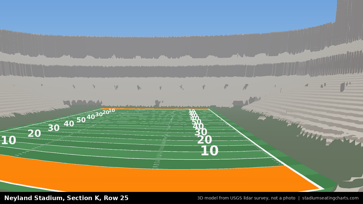 View from Neyland Stadium Section K, Row 25, looking toward the field