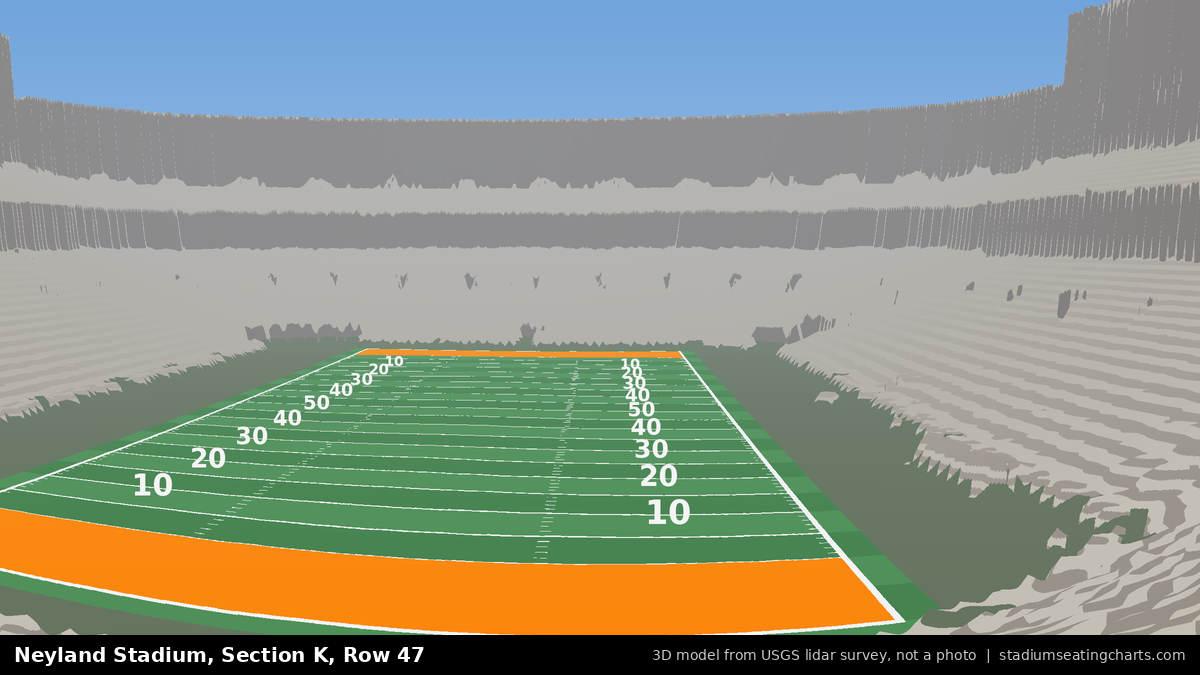 View from Neyland Stadium Section K, Row 47, looking toward the field