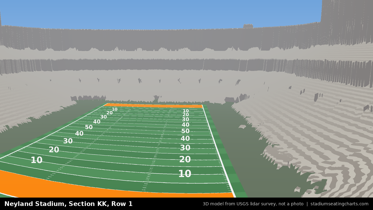 View from Neyland Stadium Section KK, Row 1, looking toward the field