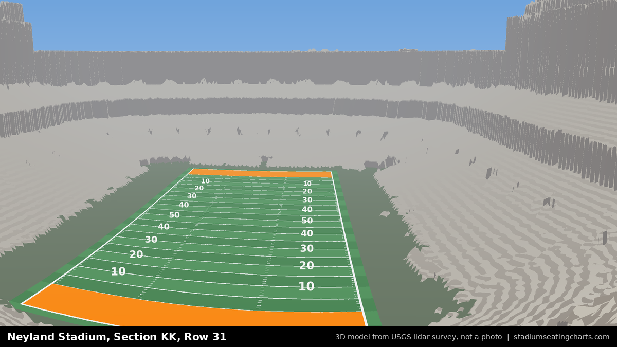 View from Neyland Stadium Section KK, Row 31, looking toward the field
