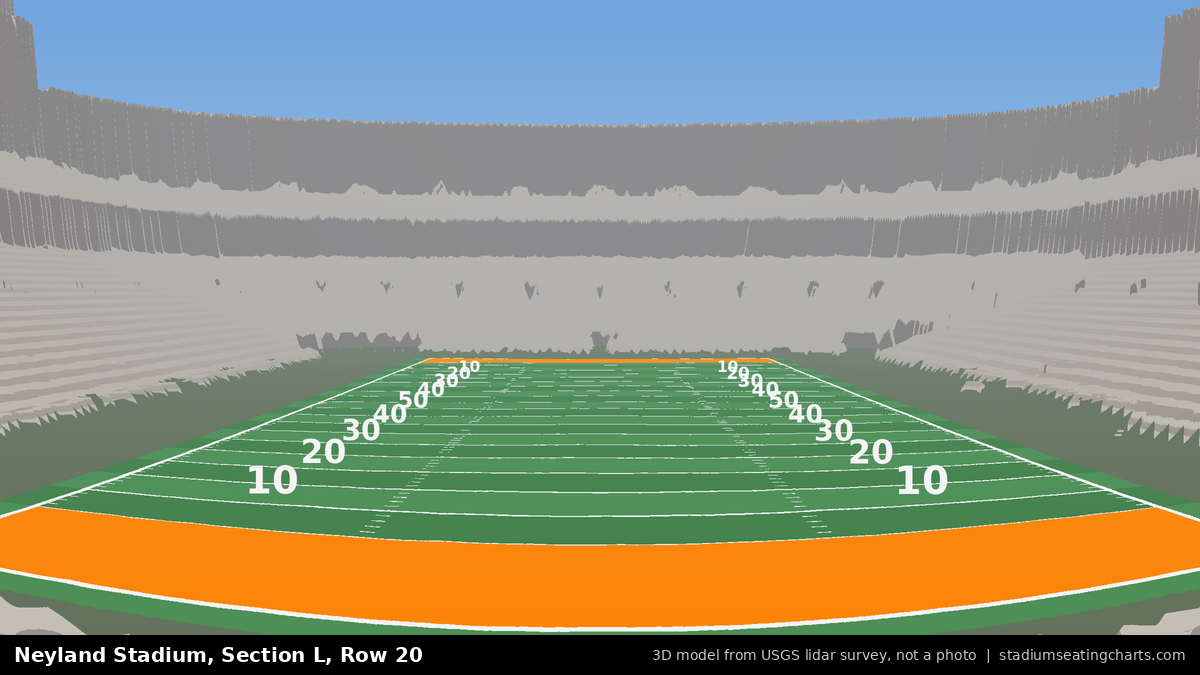 View from Neyland Stadium Section L, Row 20, looking toward the field