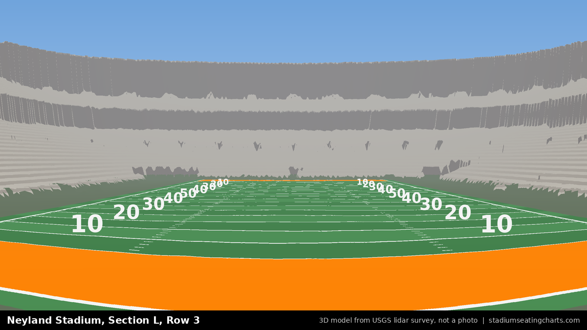 View from Neyland Stadium Section L, Row 3, looking toward the field