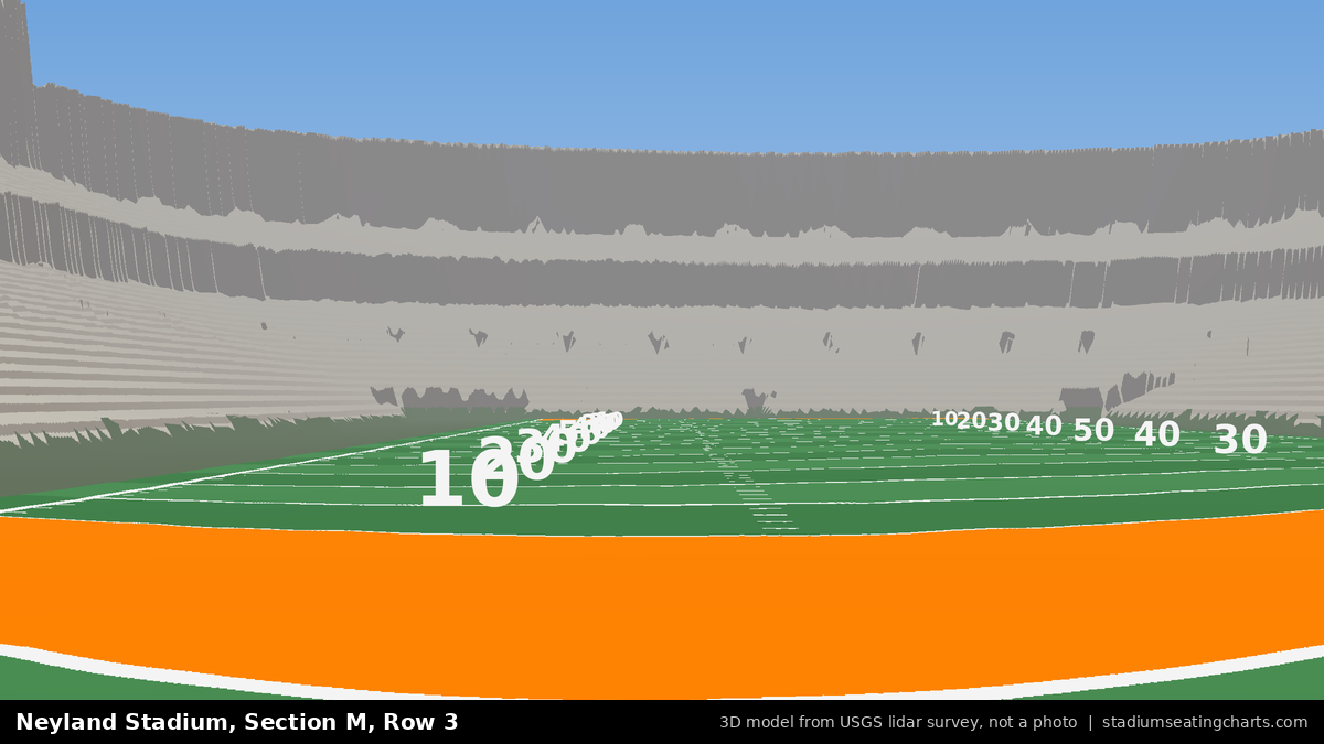 View from Neyland Stadium Section M, Row 3, looking toward the field
