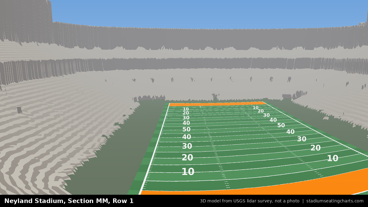 View from Neyland Stadium Section MM, Row 1, looking toward the field