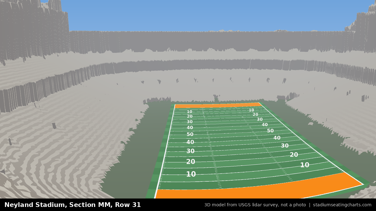 View from Neyland Stadium Section MM, Row 31, looking toward the field