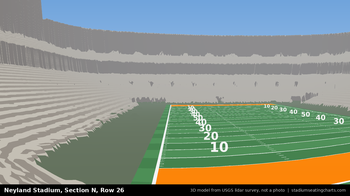 View from Neyland Stadium Section N, Row 26, looking toward the field
