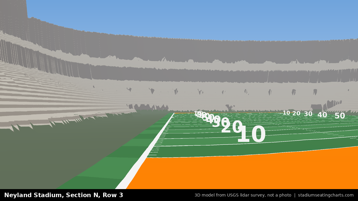 View from Neyland Stadium Section N, Row 3, looking toward the field