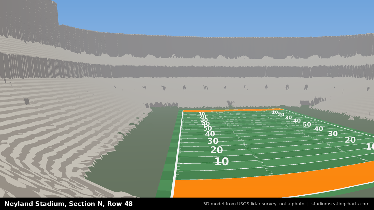 View from Neyland Stadium Section N, Row 48, looking toward the field
