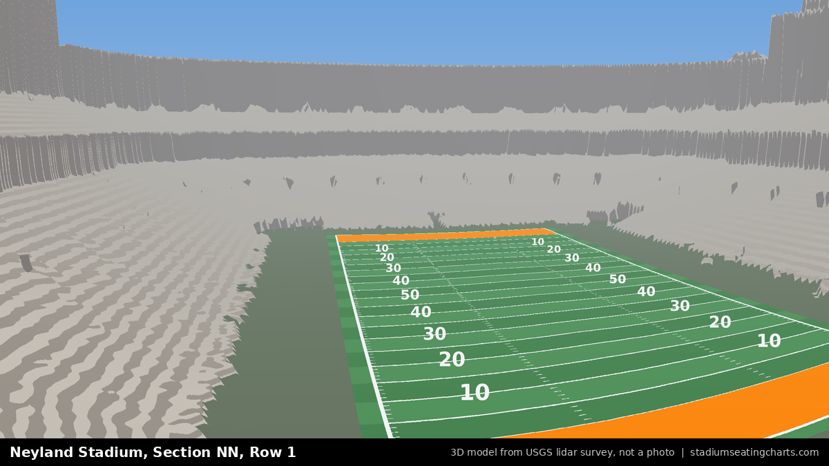View from Neyland Stadium Section NN, Row 1, looking toward the field