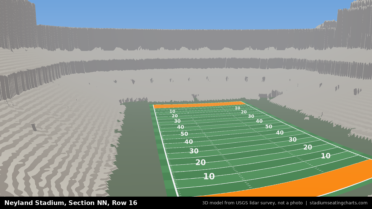 View from Neyland Stadium Section NN, Row 16, looking toward the field
