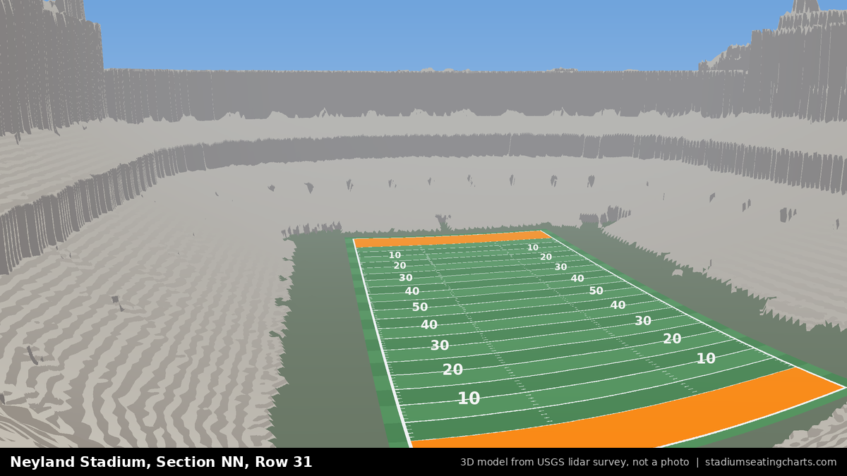 View from Neyland Stadium Section NN, Row 31, looking toward the field
