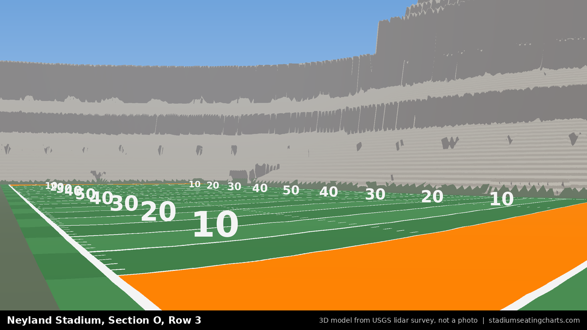 View from Neyland Stadium Section O, Row 3, looking toward the field