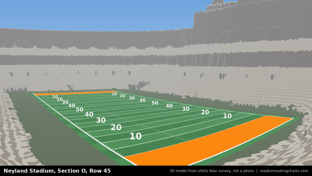 View from Neyland Stadium Section O, Row 45, looking toward the field