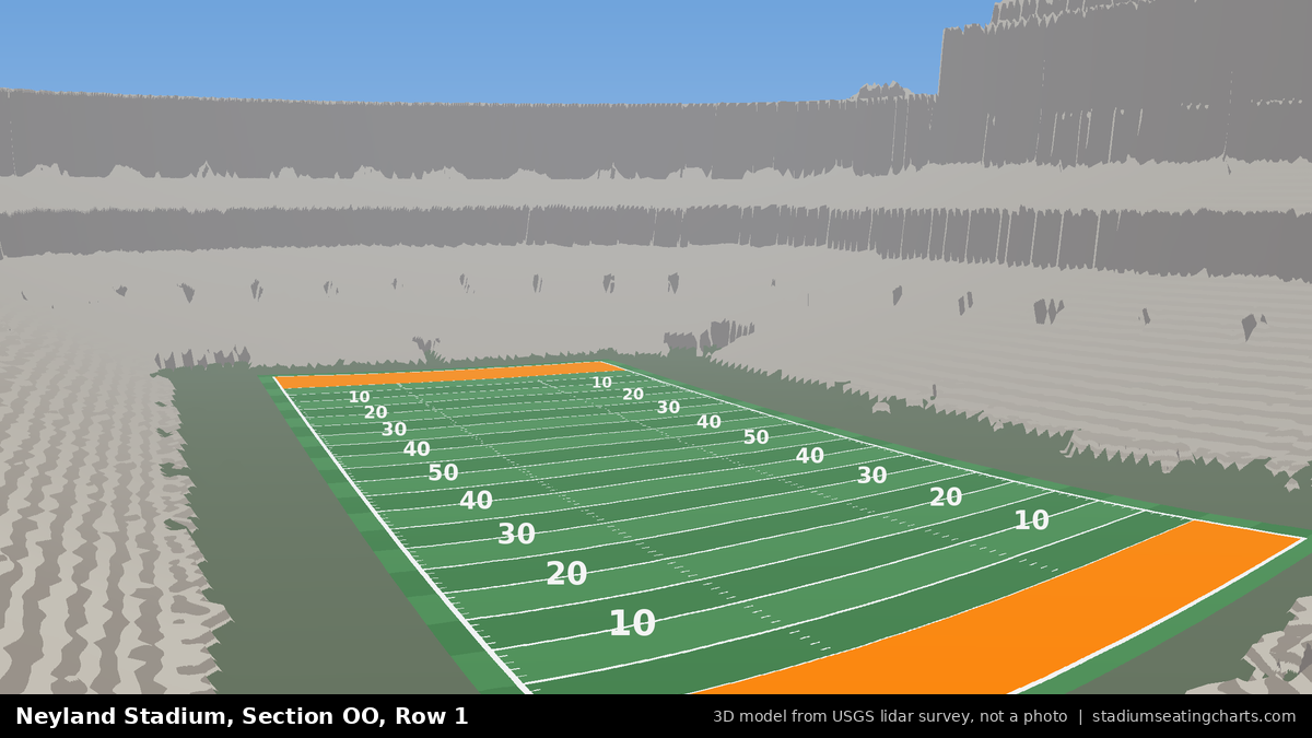 View from Neyland Stadium Section OO, Row 1, looking toward the field