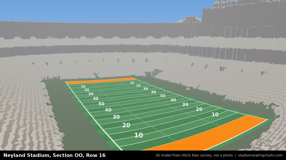 View from Neyland Stadium Section OO, Row 16, looking toward the field