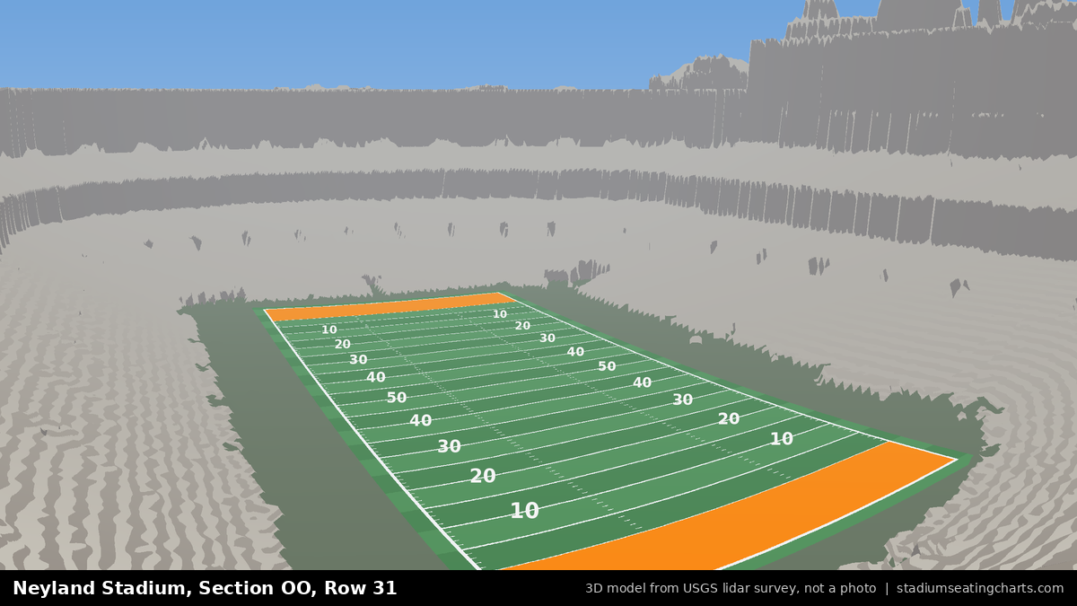 View from Neyland Stadium Section OO, Row 31, looking toward the field