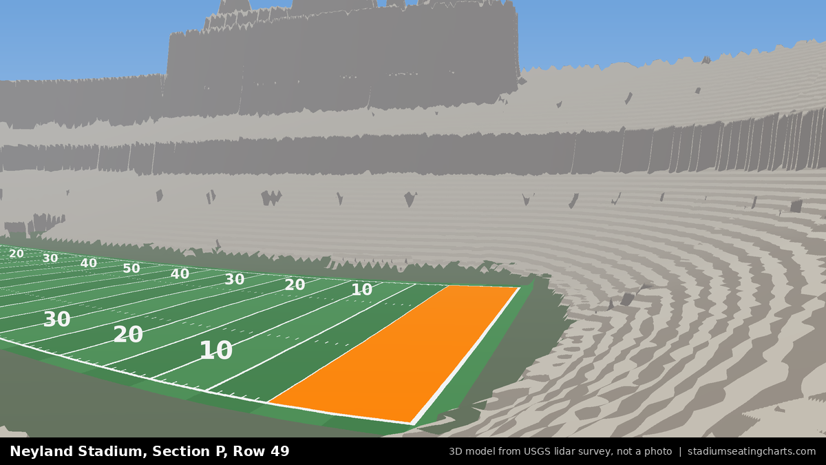 View from Neyland Stadium Section P, Row 49, looking toward the field
