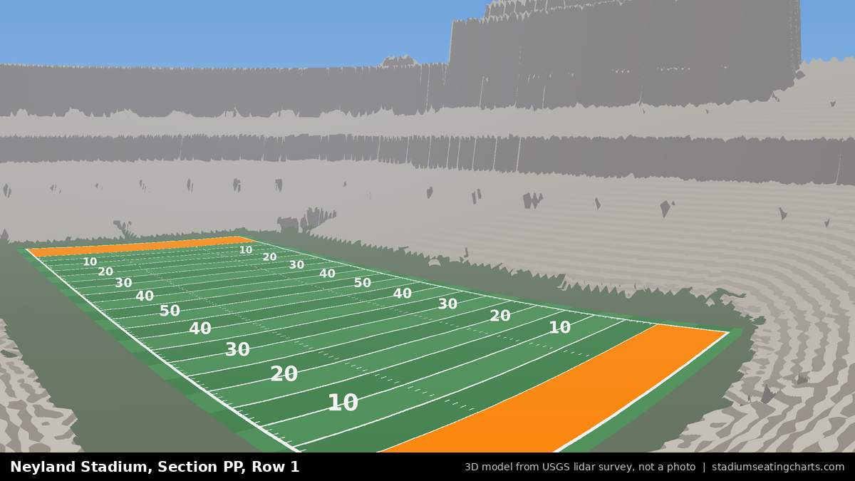 View from Neyland Stadium Section PP, Row 1, looking toward the field
