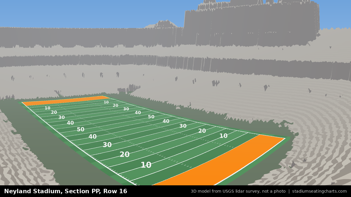 View from Neyland Stadium Section PP, Row 16, looking toward the field