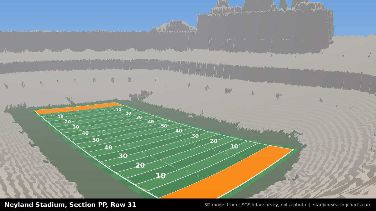 View from Neyland Stadium Section PP, Row 31, looking toward the field