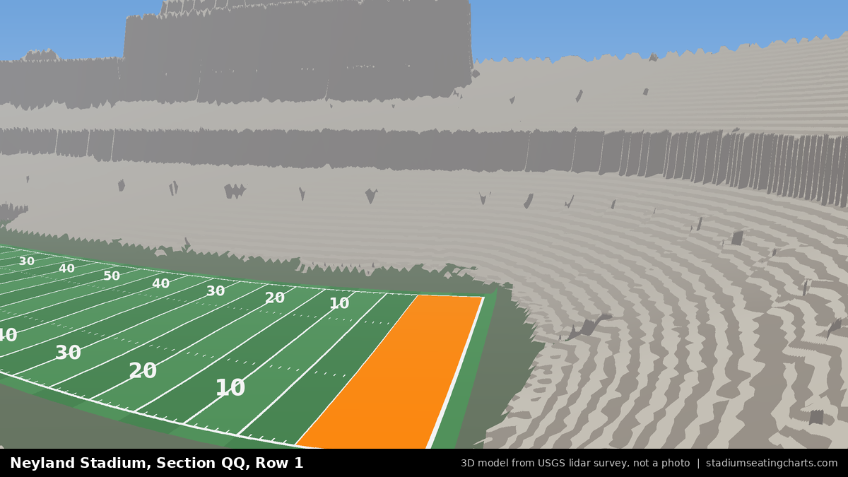 View from Neyland Stadium Section QQ, Row 1, looking toward the field