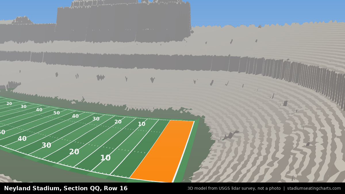 View from Neyland Stadium Section QQ, Row 16, looking toward the field