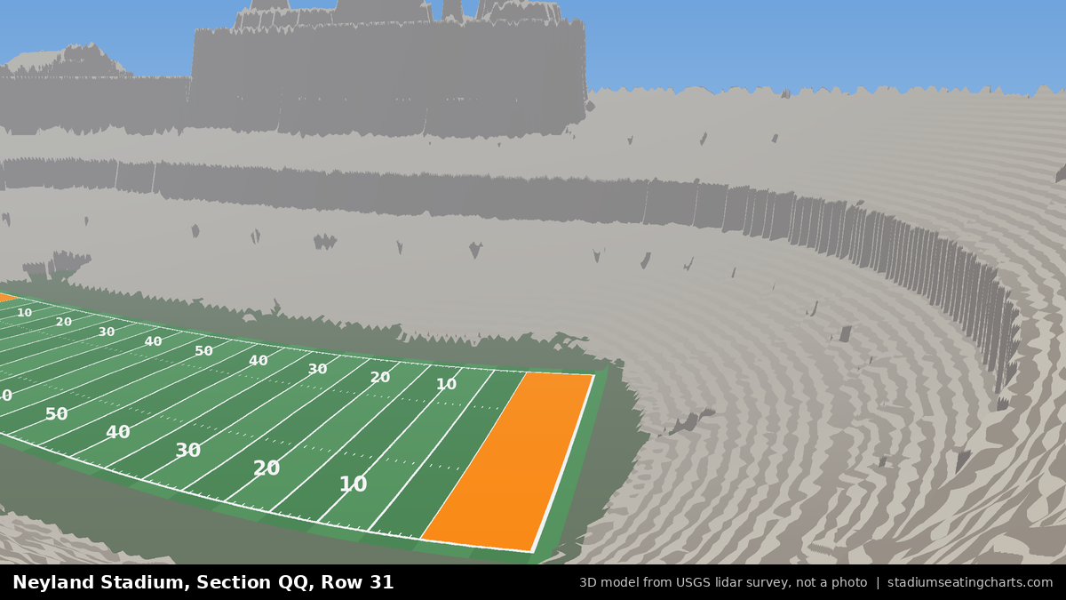 View from Neyland Stadium Section QQ, Row 31, looking toward the field
