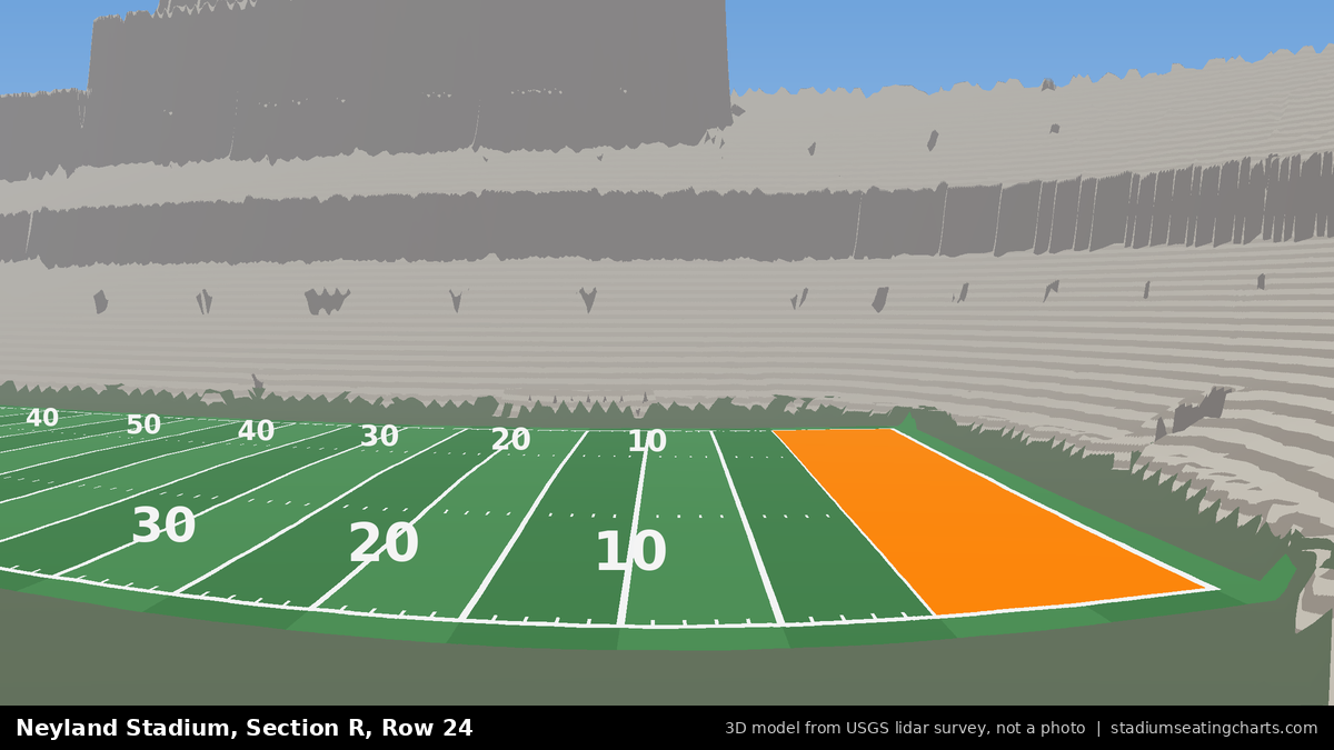 View from Neyland Stadium Section R, Row 24, looking toward the field