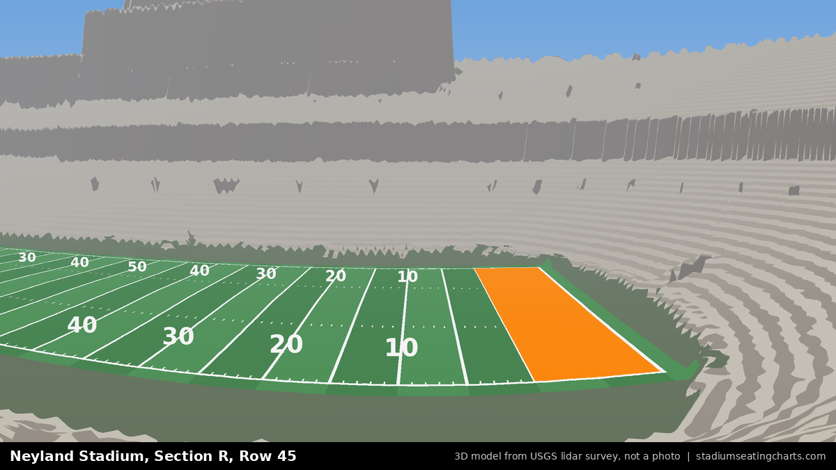 View from Neyland Stadium Section R, Row 45, looking toward the field