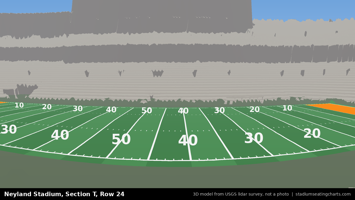 View from Neyland Stadium Section T, Row 24, looking toward the field