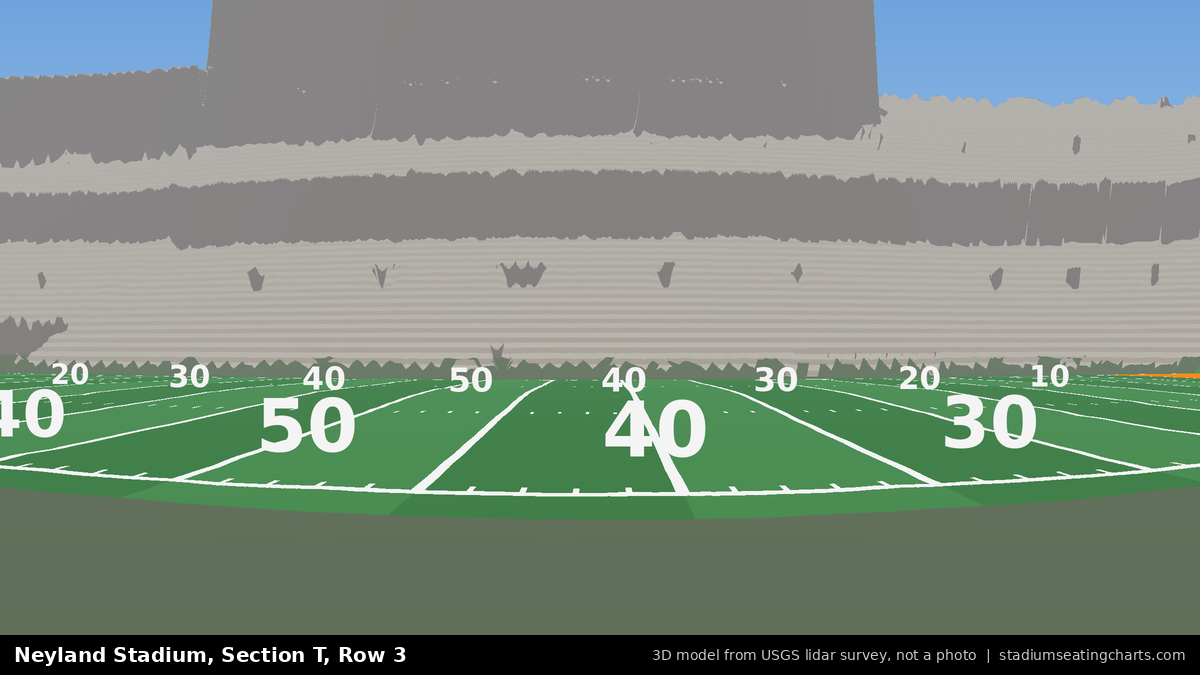 View from Neyland Stadium Section T, Row 3, looking toward the field