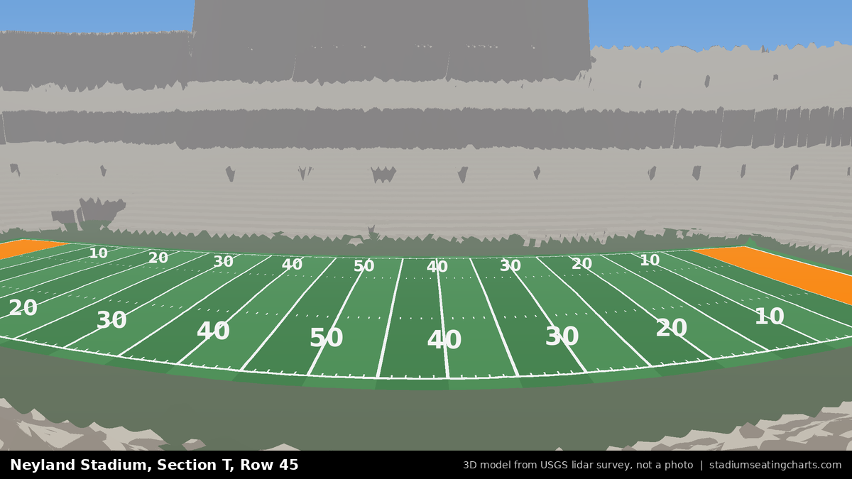 View from Neyland Stadium Section T, Row 45, looking toward the field