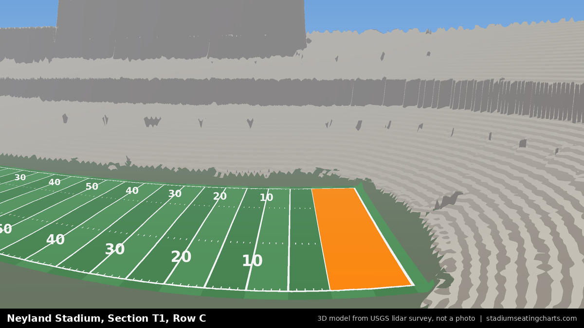 View from Neyland Stadium Section T1, Row C, looking toward the field