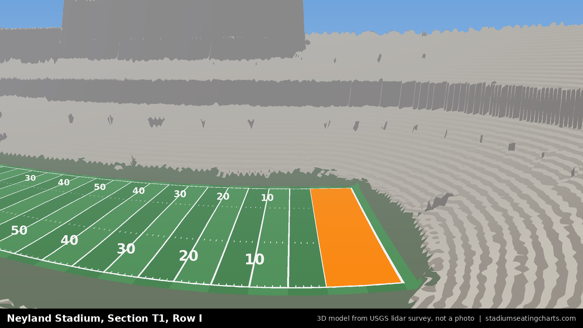 View from Neyland Stadium Section T1, Row I, looking toward the field