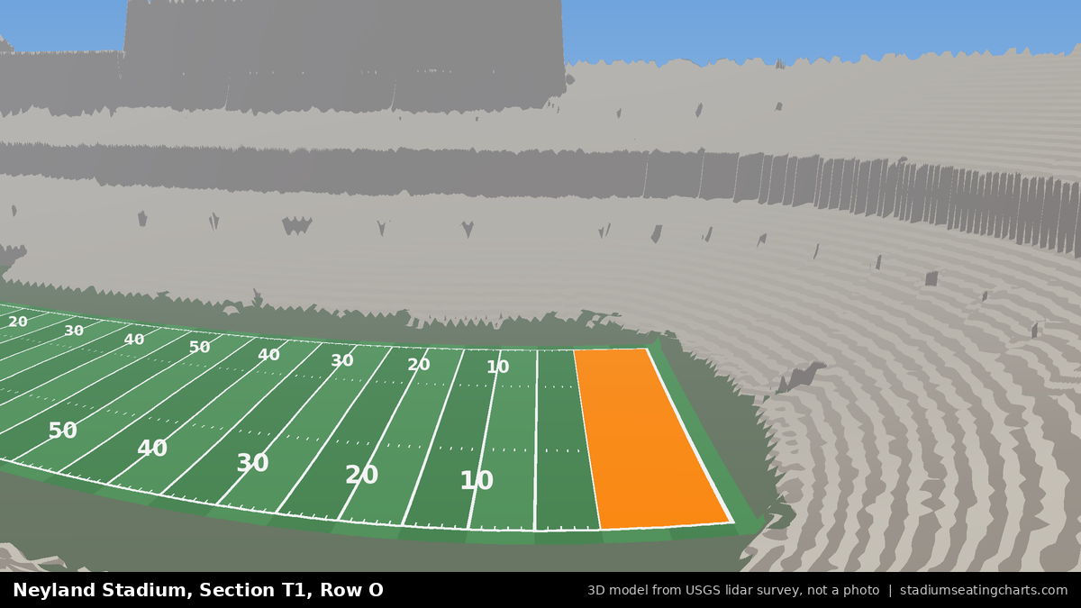 View from Neyland Stadium Section T1, Row O, looking toward the field
