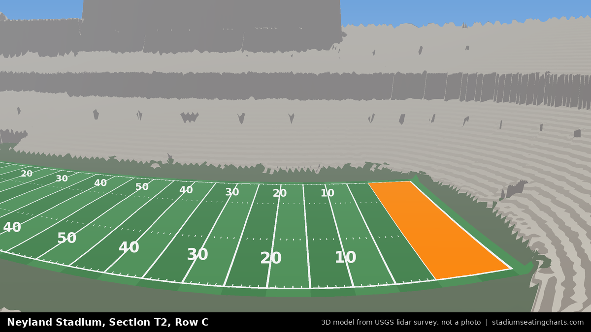 View from Neyland Stadium Section T2, Row C, looking toward the field