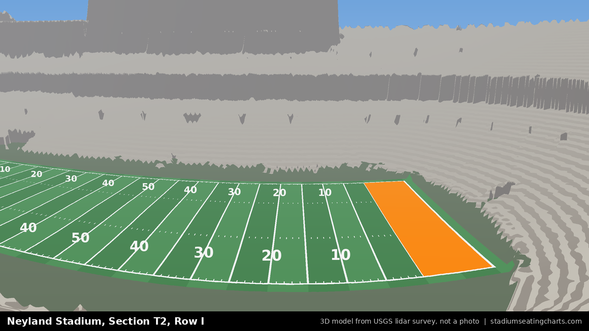 View from Neyland Stadium Section T2, Row I, looking toward the field
