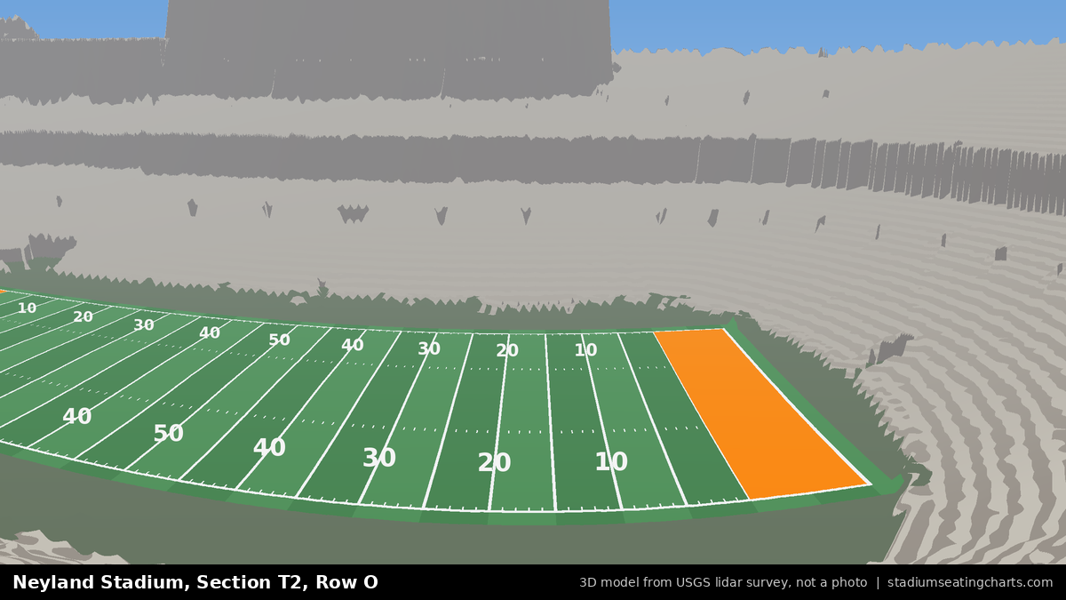 View from Neyland Stadium Section T2, Row O, looking toward the field