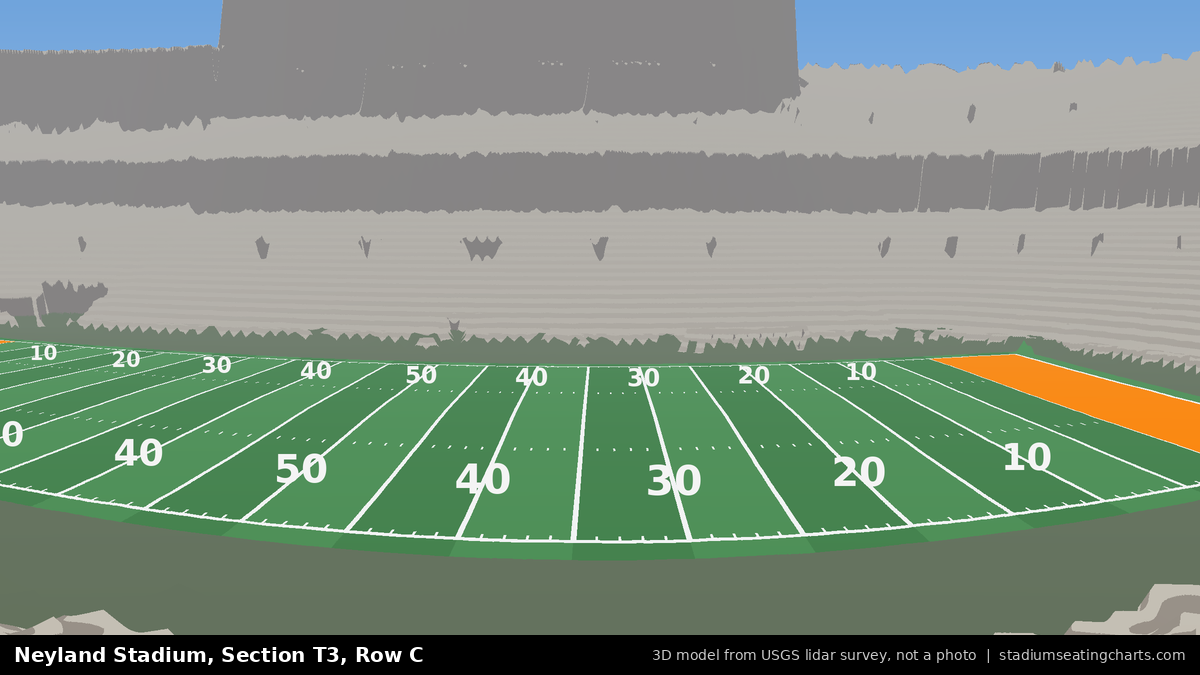 View from Neyland Stadium Section T3, Row C, looking toward the field