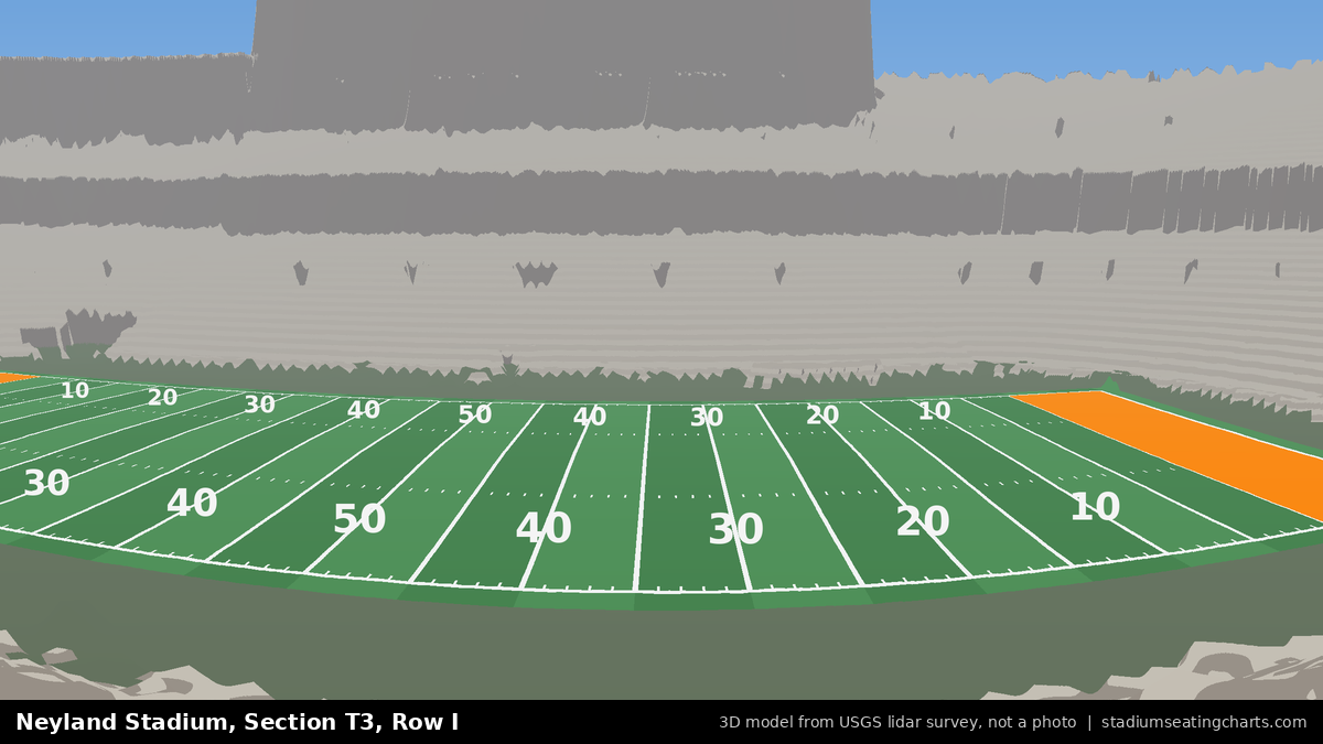 View from Neyland Stadium Section T3, Row I, looking toward the field