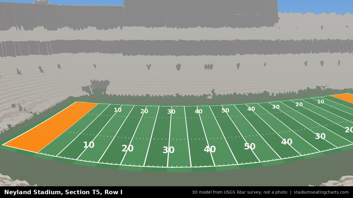 View from Neyland Stadium Section T5, Row I, looking toward the field