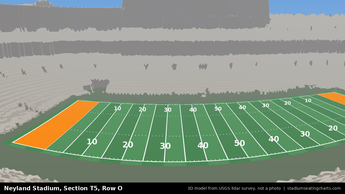 View from Neyland Stadium Section T5, Row O, looking toward the field