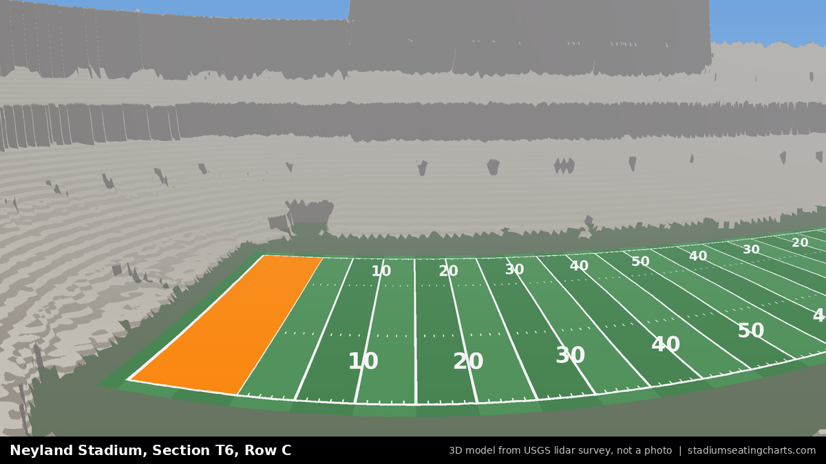 View from Neyland Stadium Section T6, Row C, looking toward the field