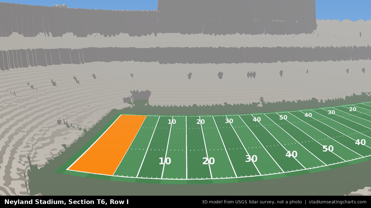View from Neyland Stadium Section T6, Row I, looking toward the field